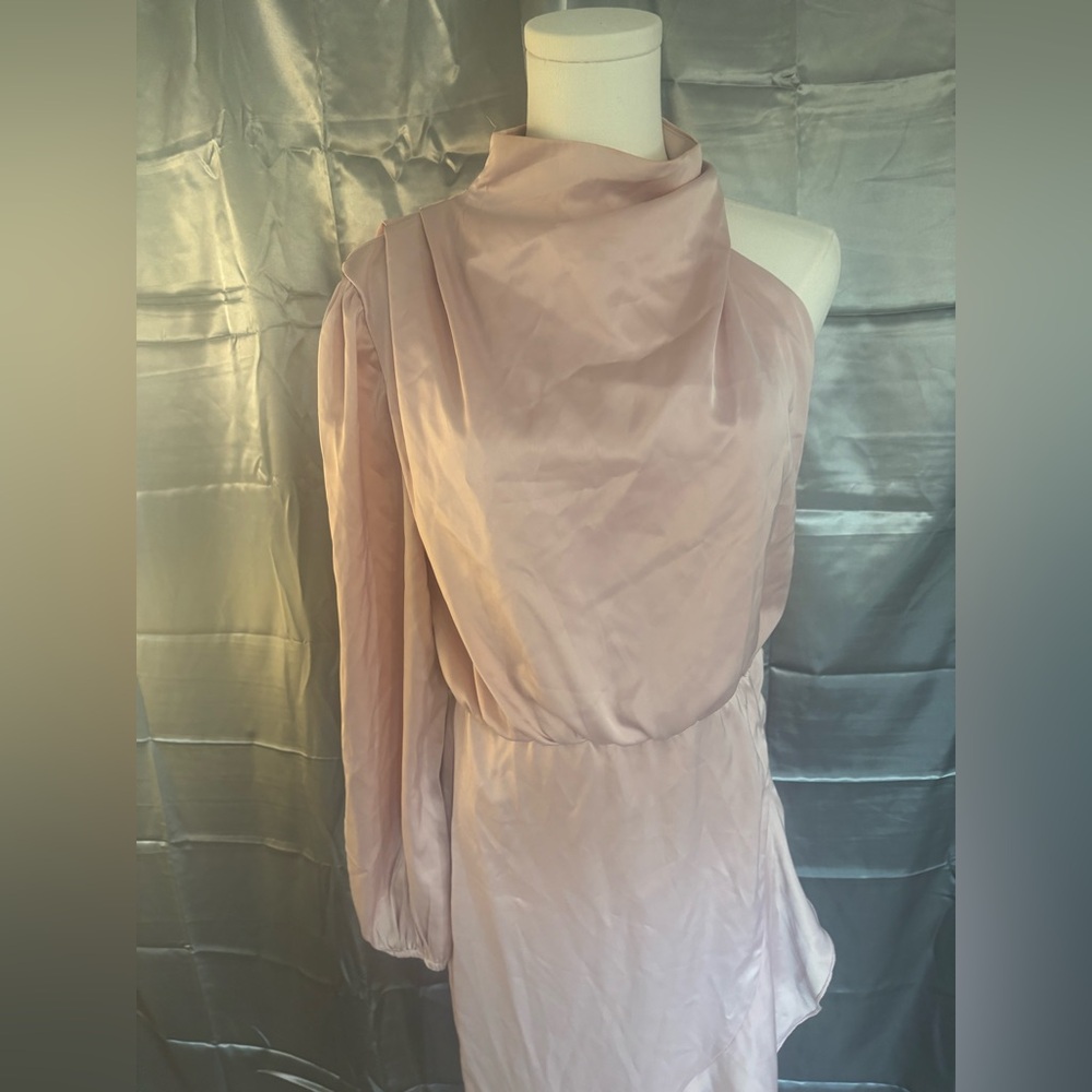 Elegant Pink One-Shoulder Dress - Picture 4 of 8